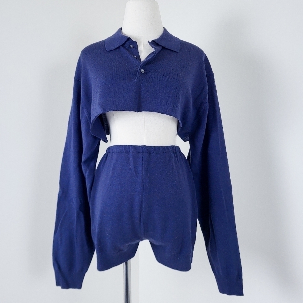 Navy coord set wool blend lounge wear